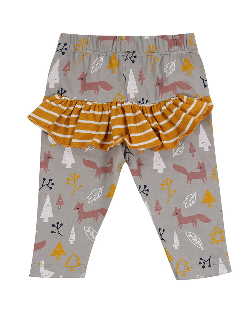Foxes embroidered playset leggings back ruffle