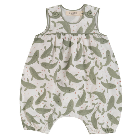 Whales tea green playsuit