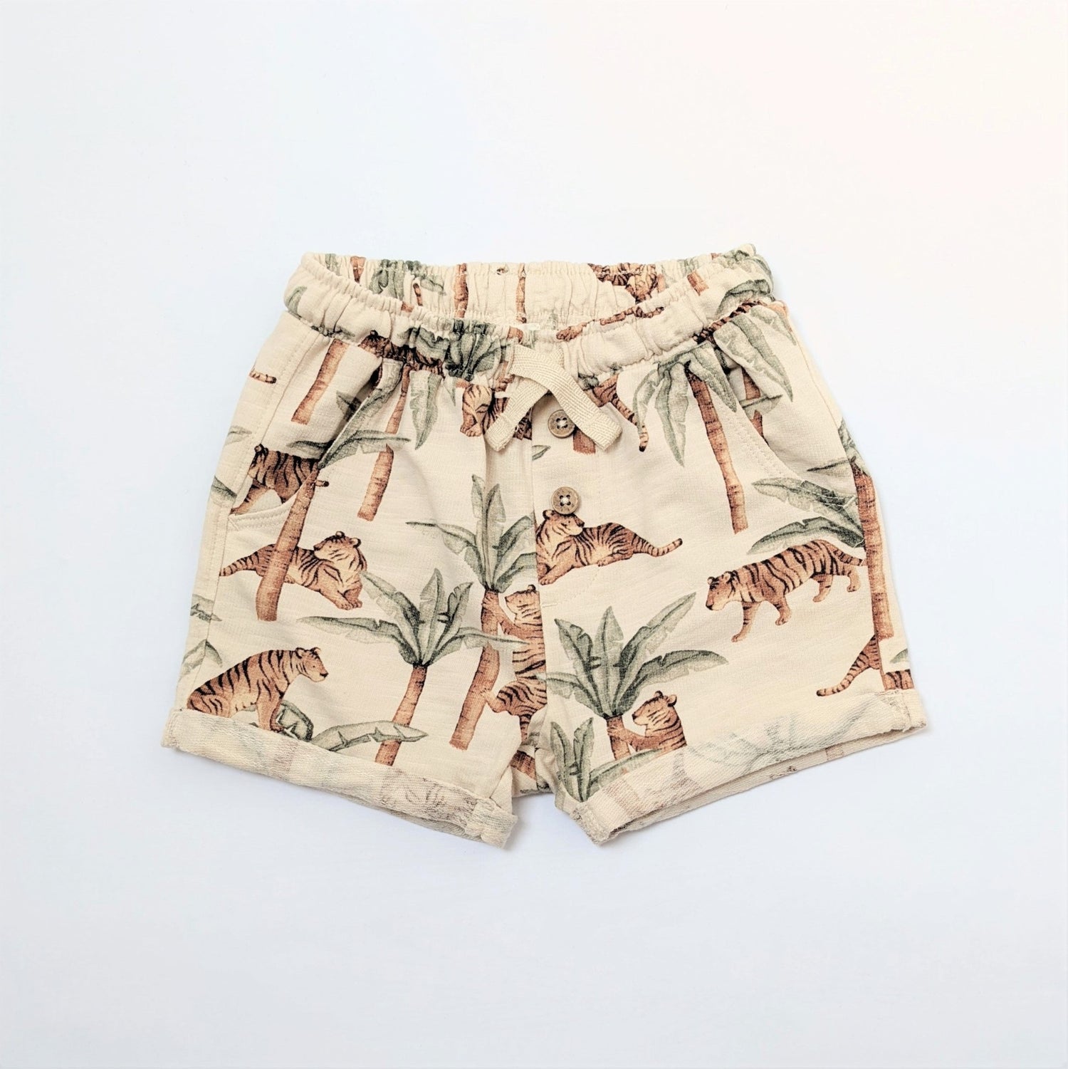 Baby jungle print shorts front