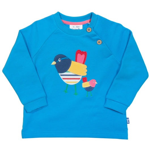 Blue sweatshirt with birds