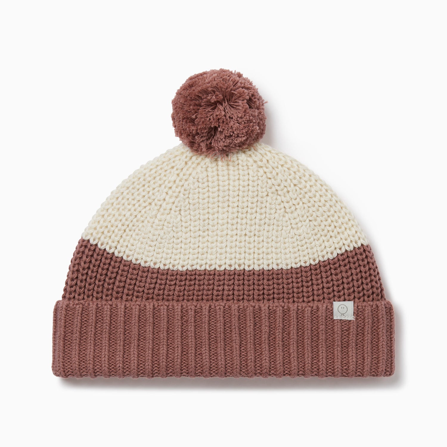 Chunky knit colourblock beanie hat
