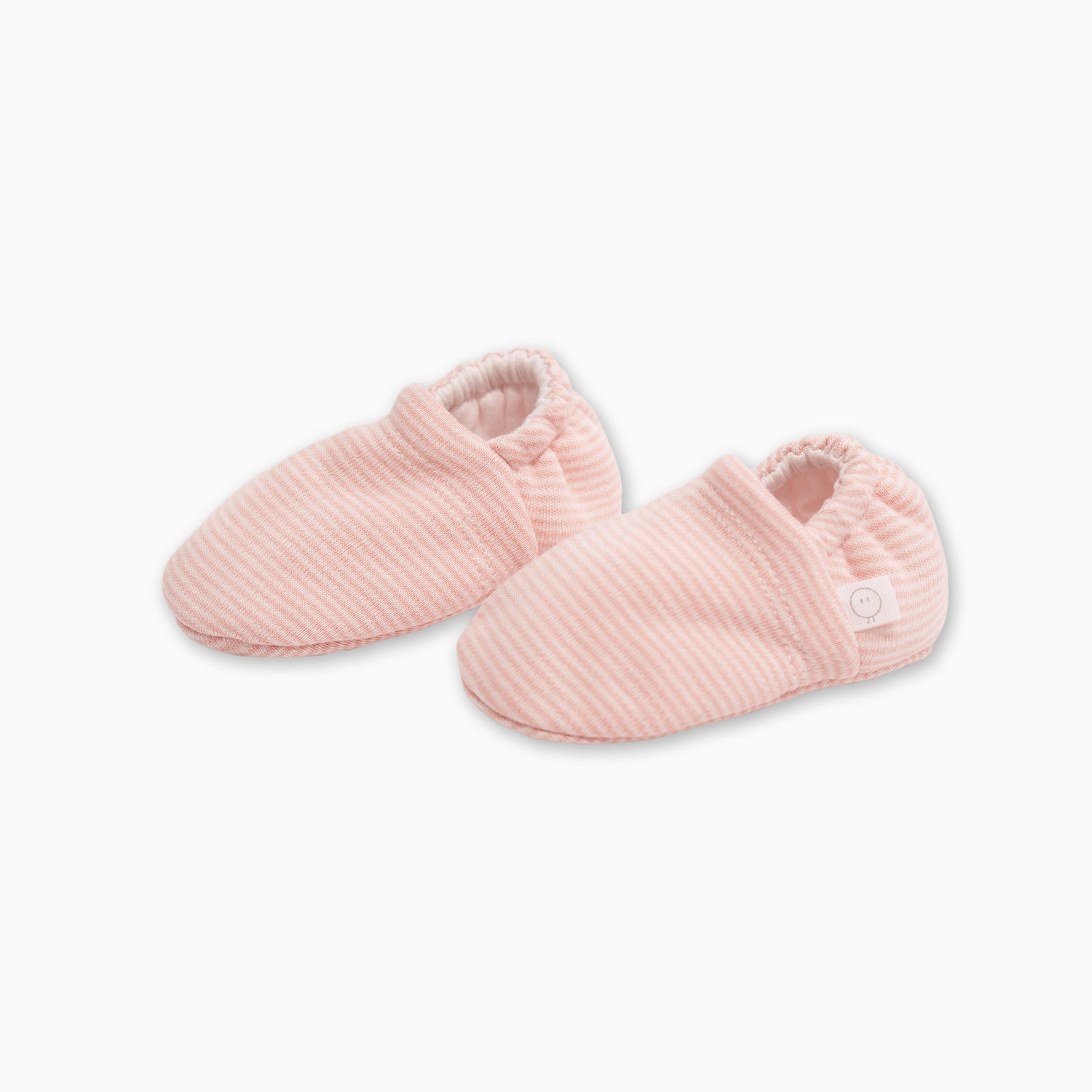 Baby booties in blush stripe