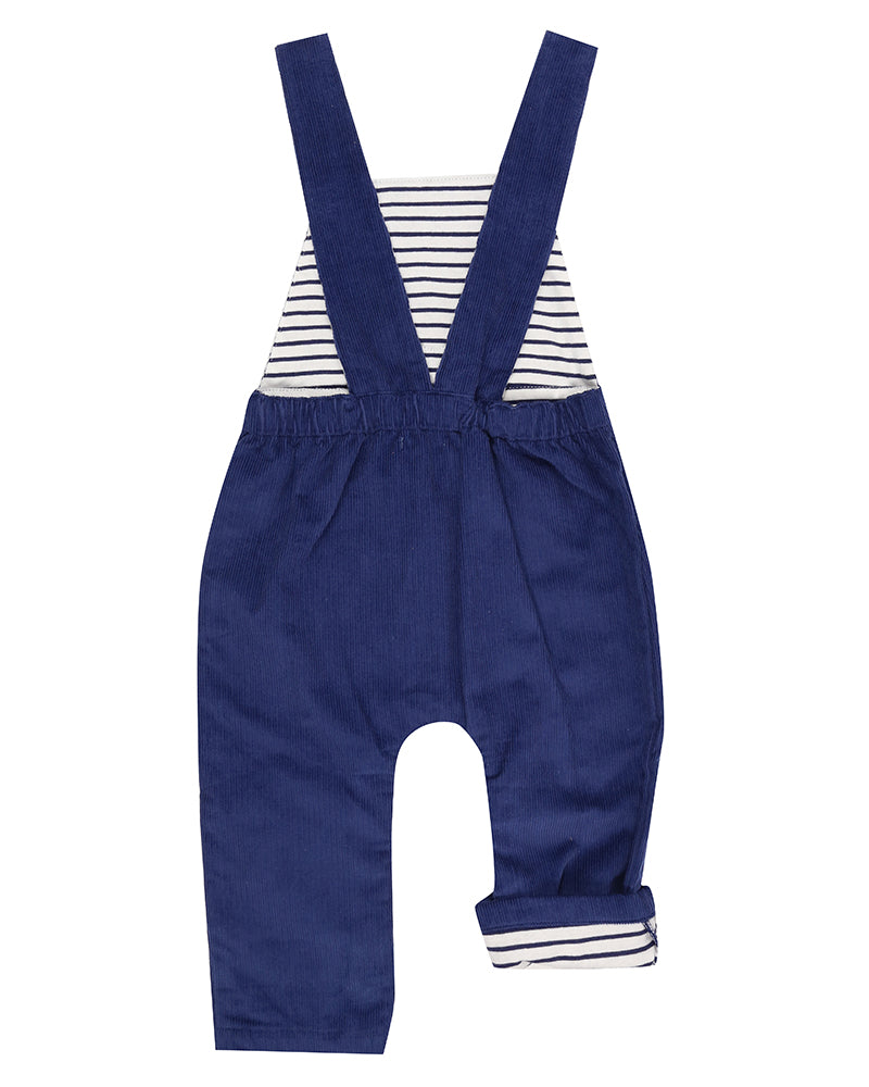 Navy cord dungarees back