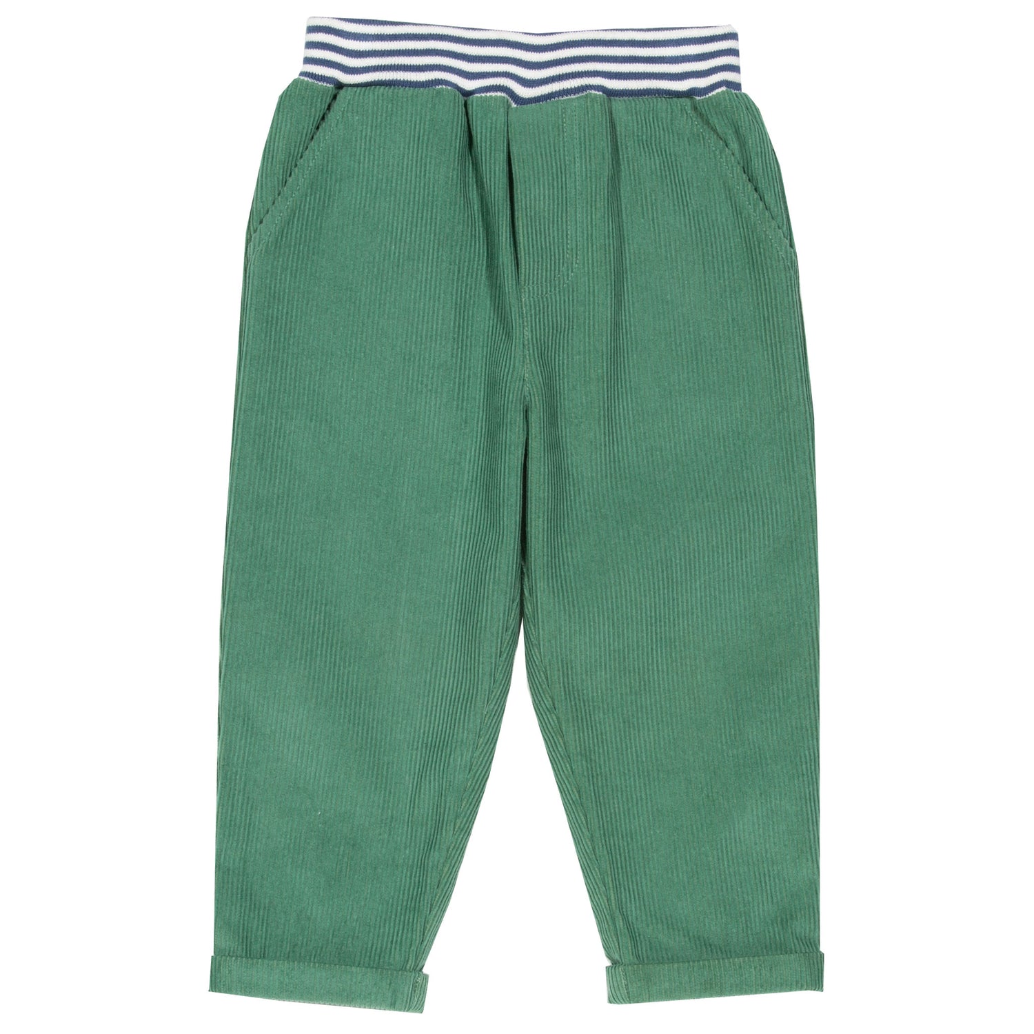 Green cord trousers