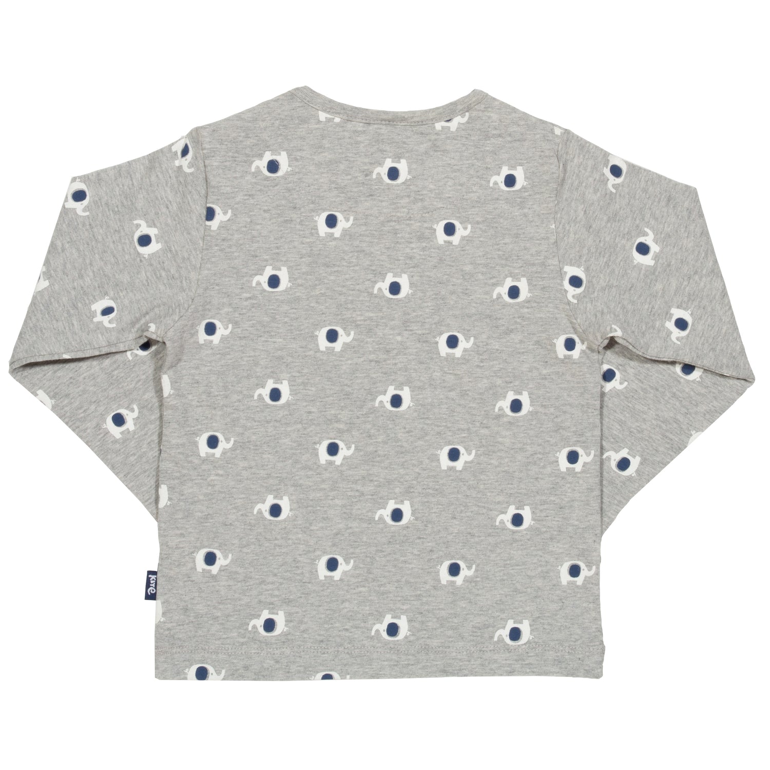 Back of grey long sleeved top with elephant print