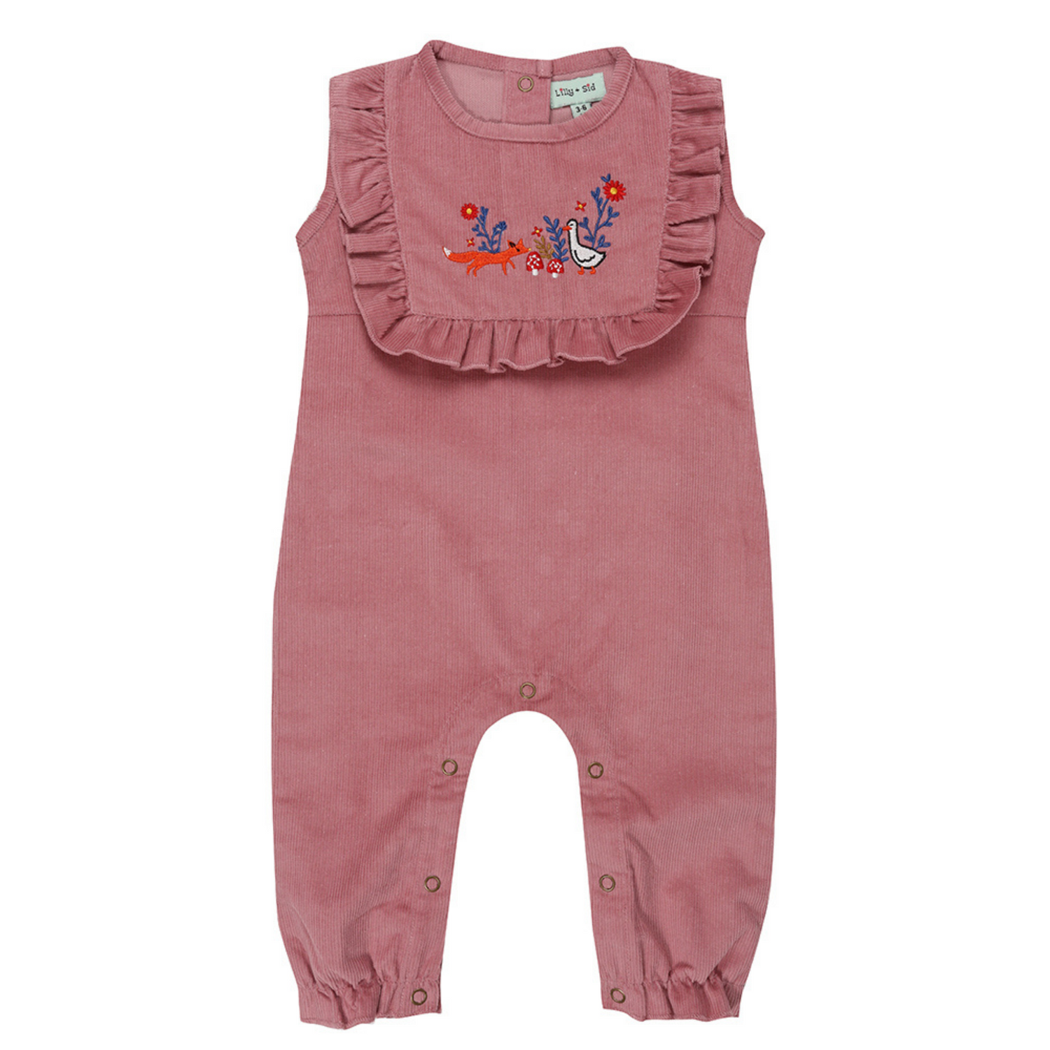Embroidered cord dungarees front