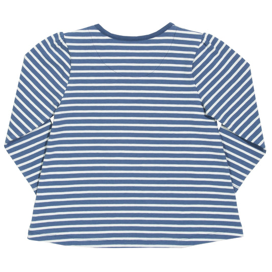 Back of blue and white stripe fairy-tale tunic