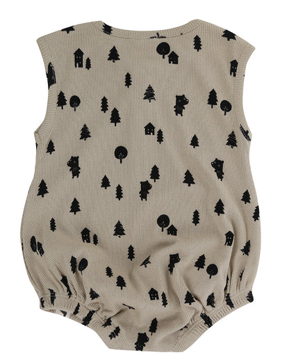 Forest bear baby romper back
