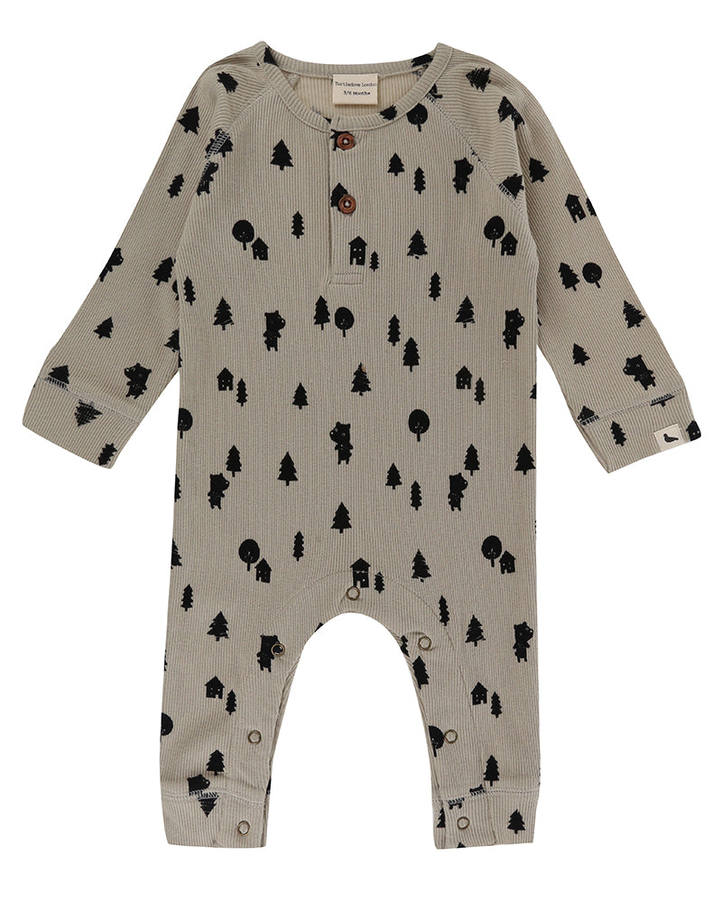 Forest bear playsuit front