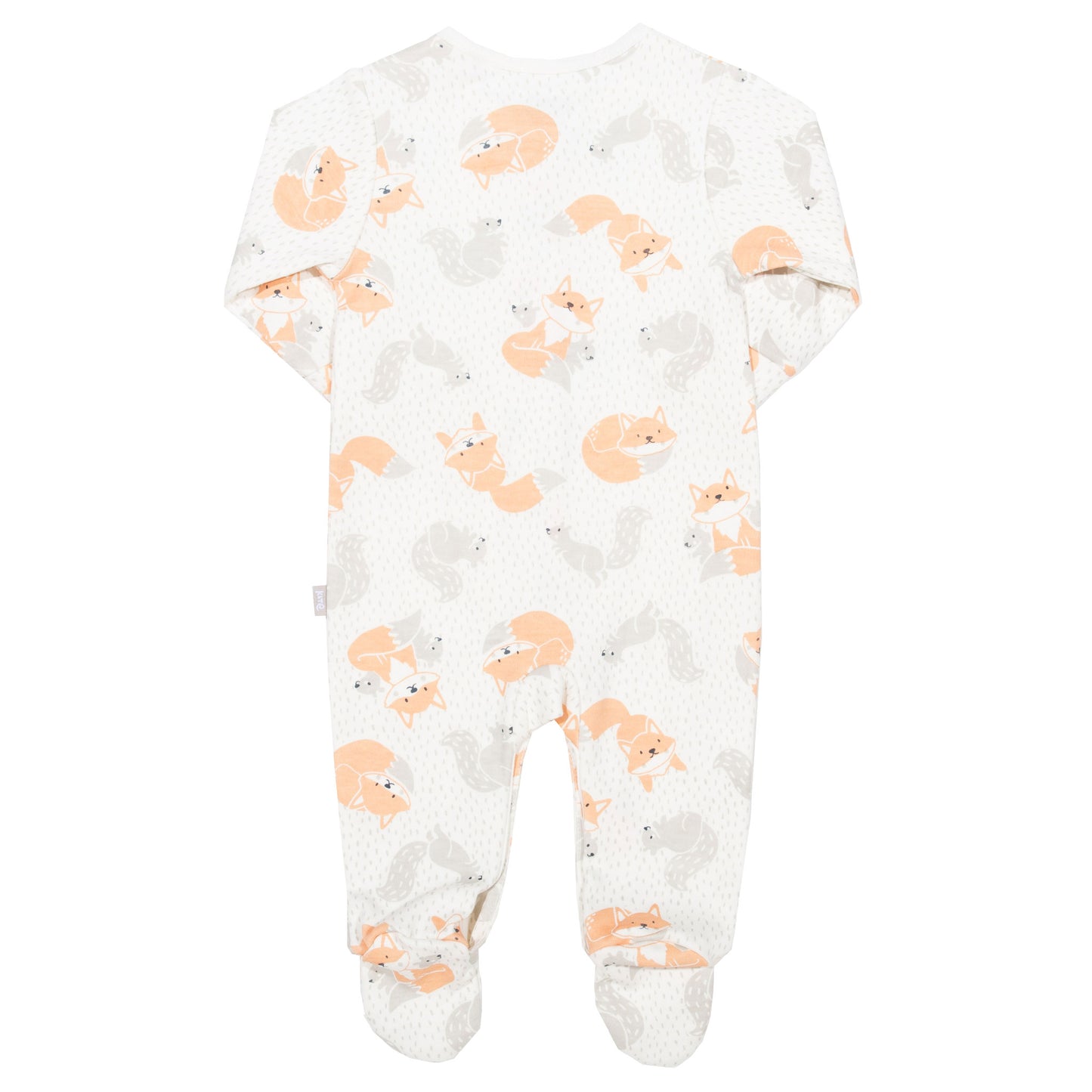 Back of fox and squirrel sleepsuit