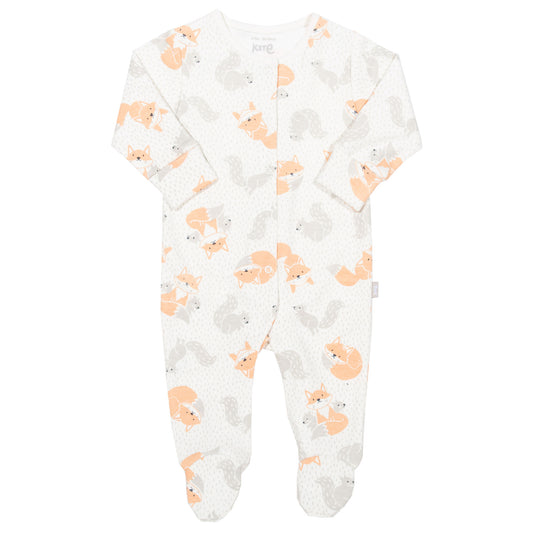 Front of fox and squirrel sleepsuit