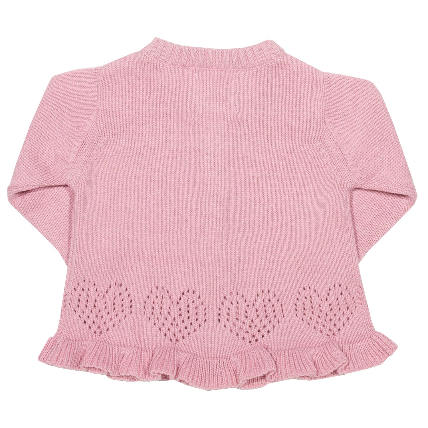 Back of pink baby heart cardigan