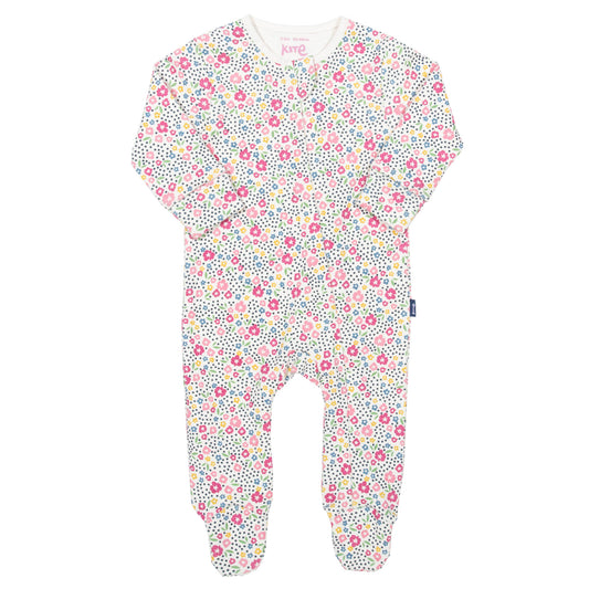 Front of home ditsy baby sleepsuit