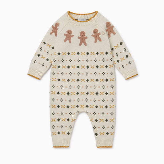 Knitted gingerbread romper