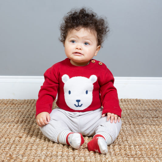 Little bear knit bodysuit baby