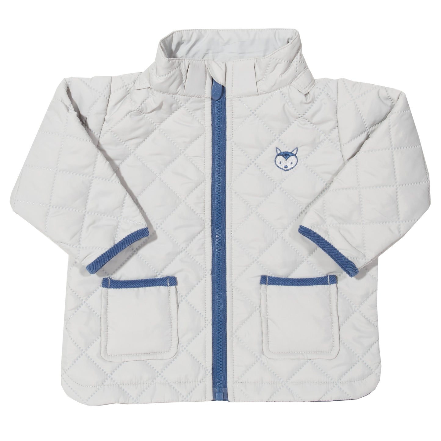 Grey quilted baby country coat with no hood