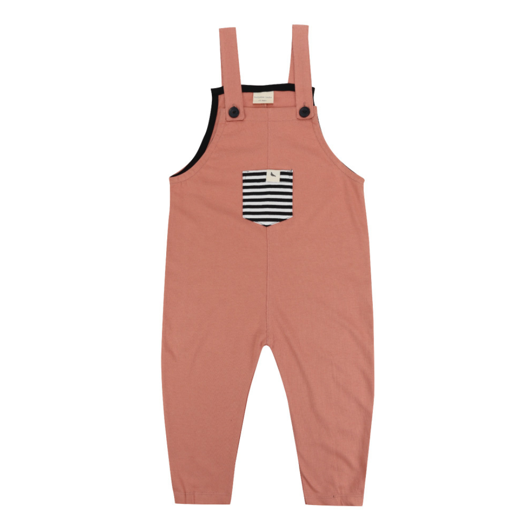 Plain easy fit dungarees - terracotta front