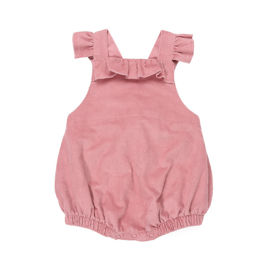 Pink cord bubble romper front