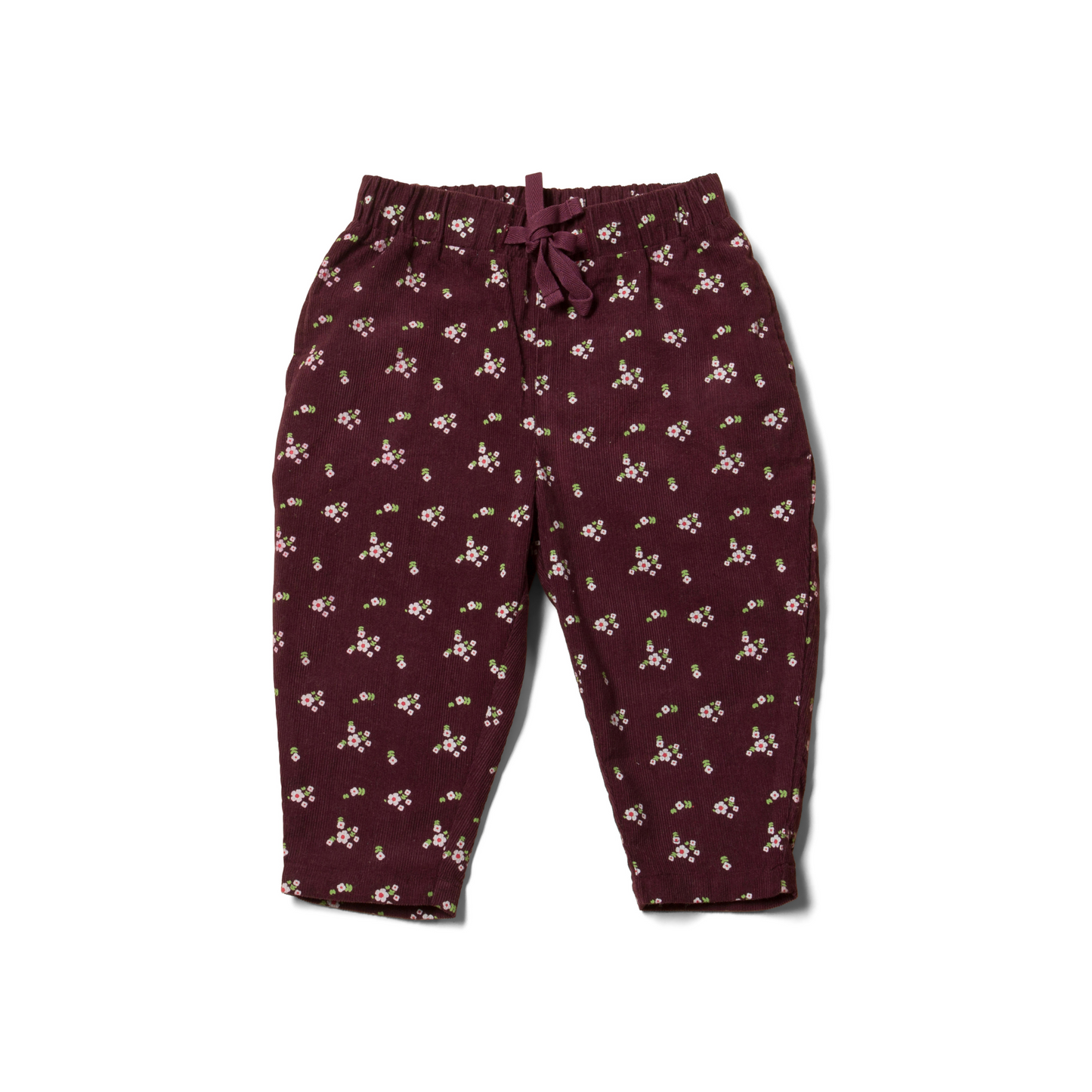 Plum flowers cord comfy trousers front