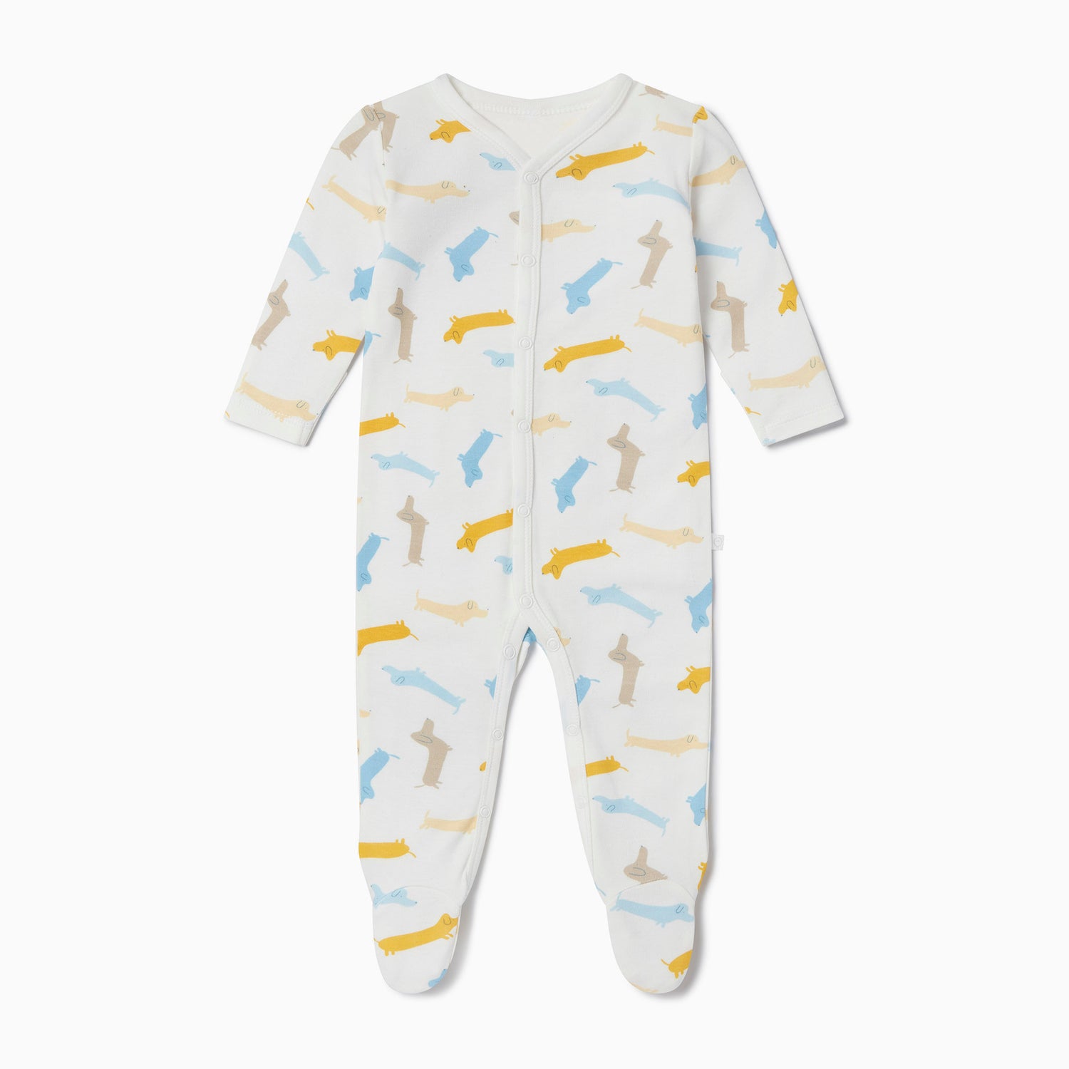 Front opening sleepsuit with pup print