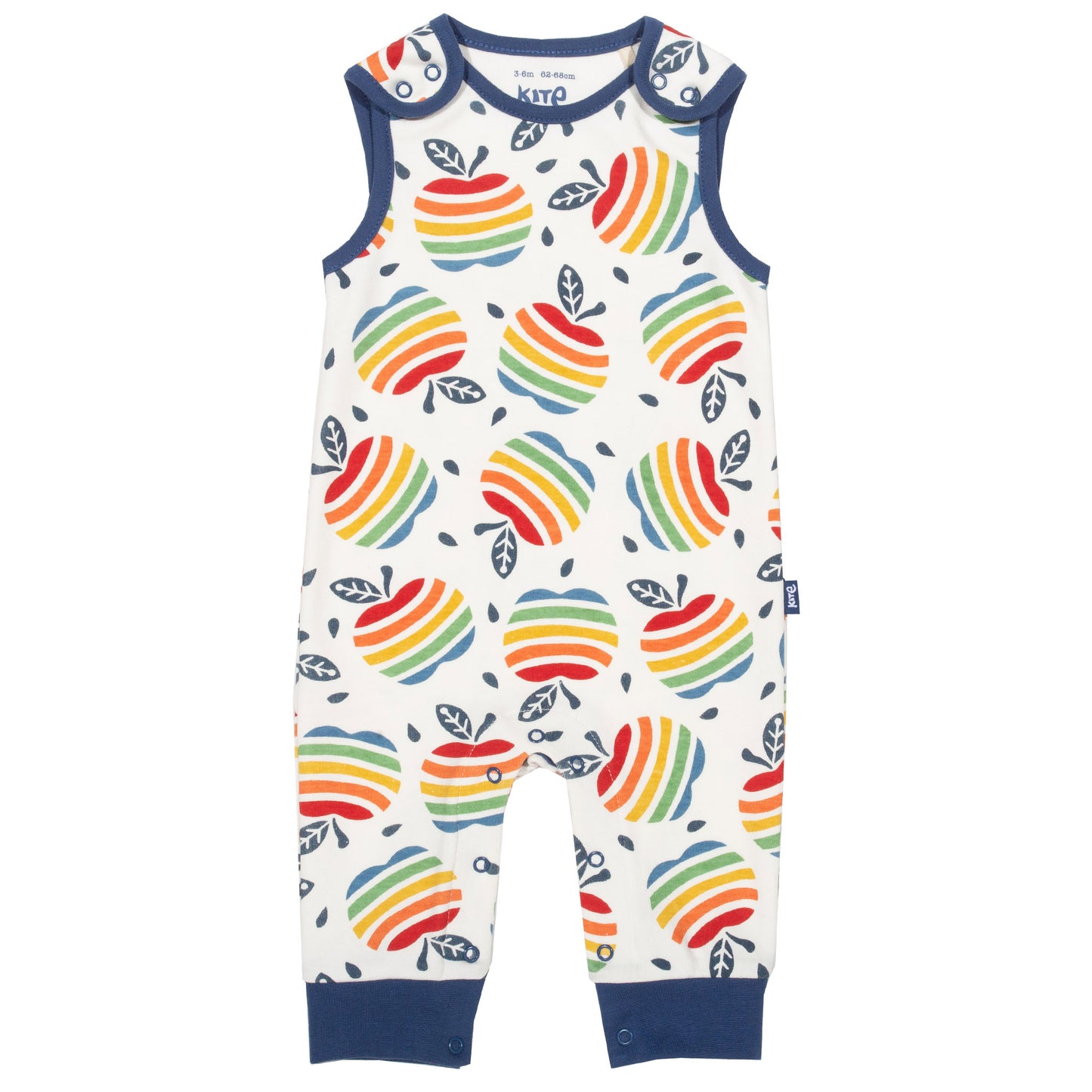 Rainbow apple dungarees front