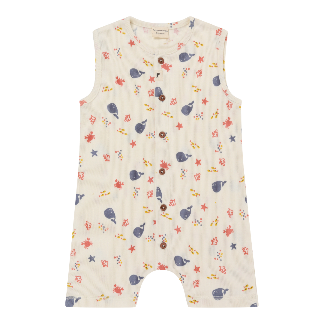 Seaside rib shortie dungaree front