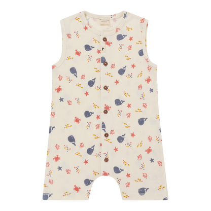 Seaside rib shortie dungaree front