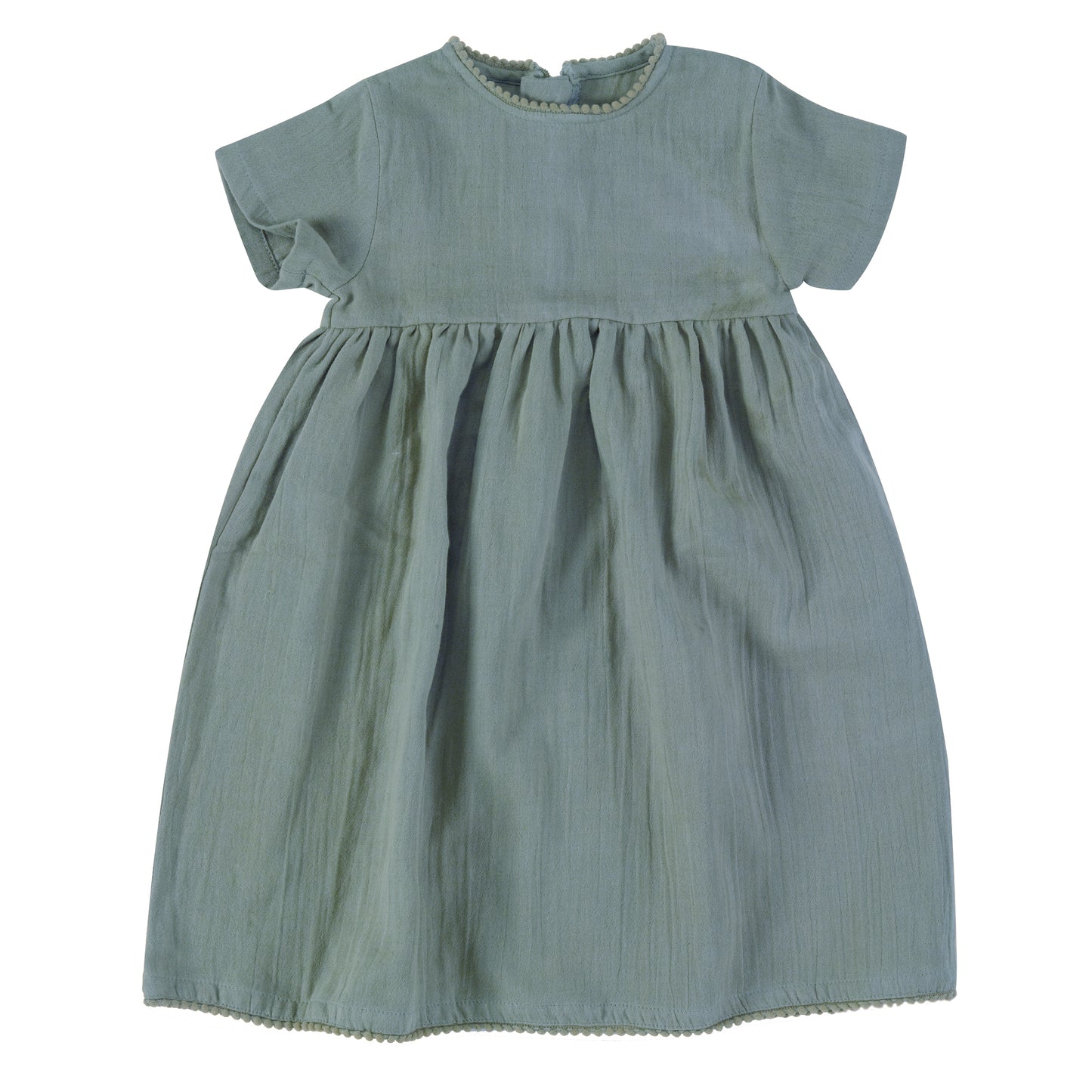 Turquoise muslin dress with short sleeves