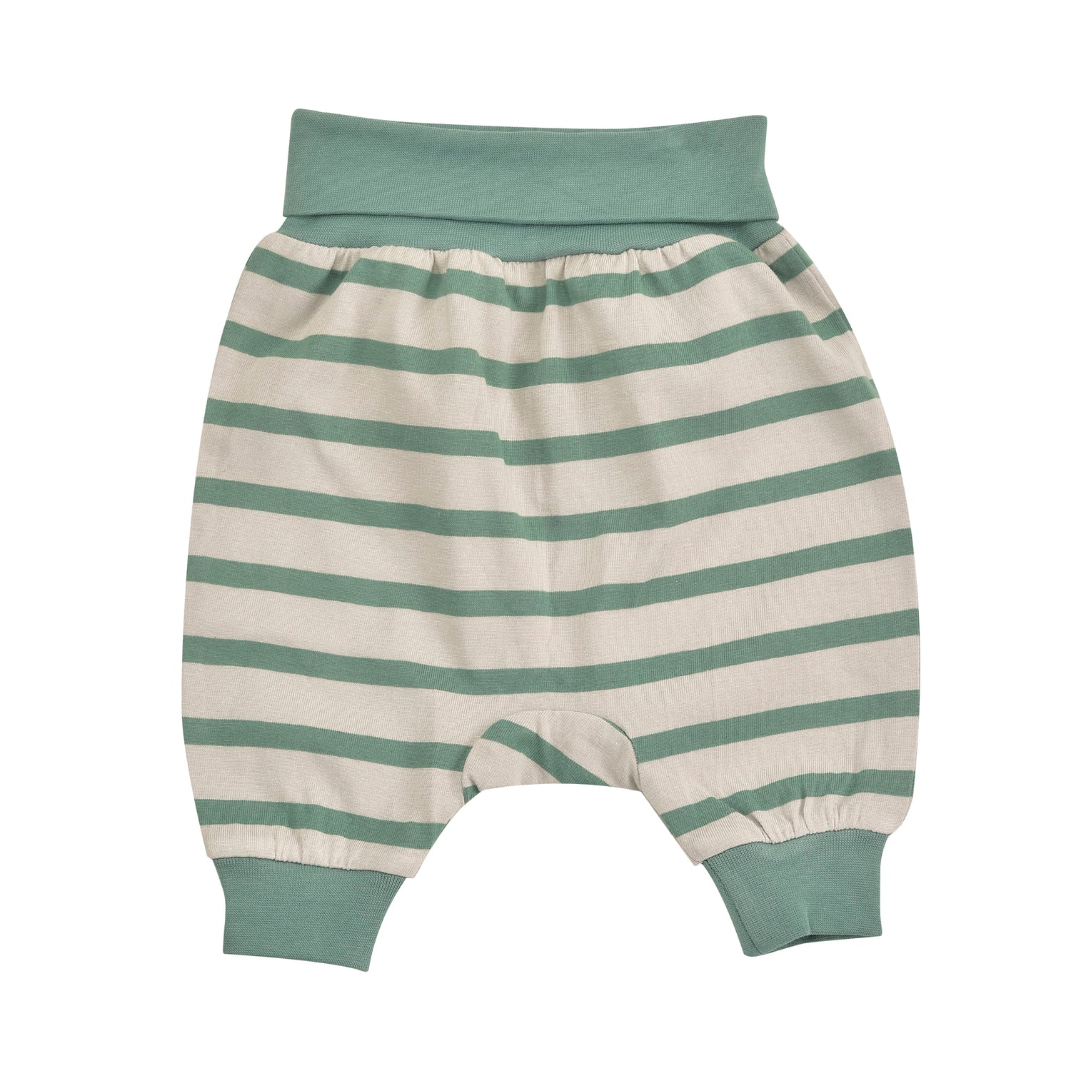 Breton stripe baby joggers in green and white