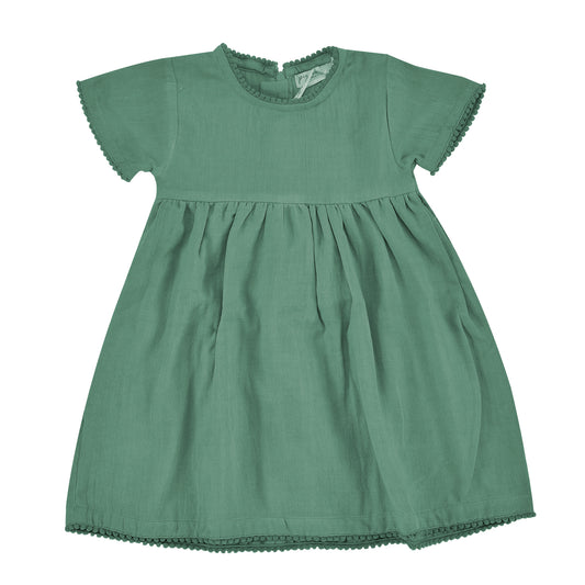 Green short sleeved muslin dress