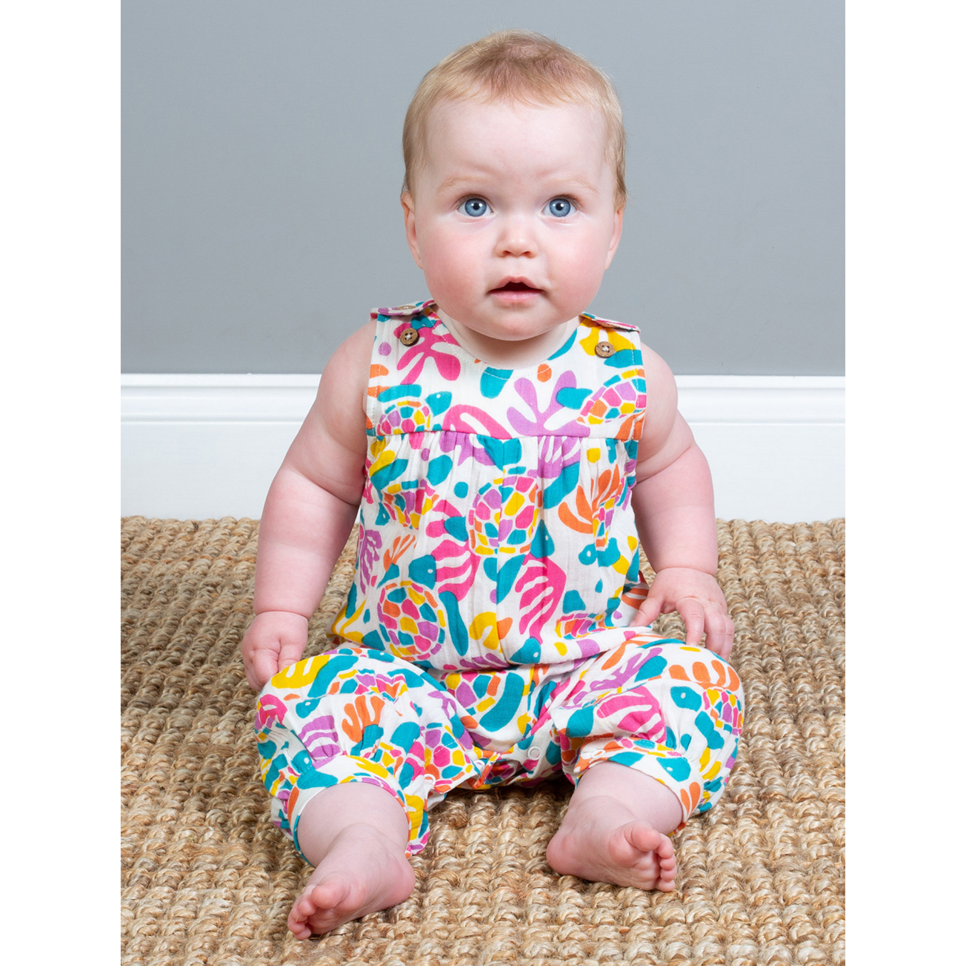 Sea turtle dungarees baby