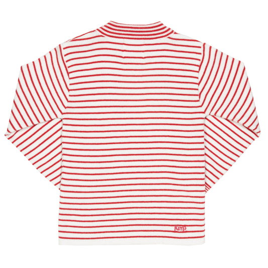Back of red stripy jumper