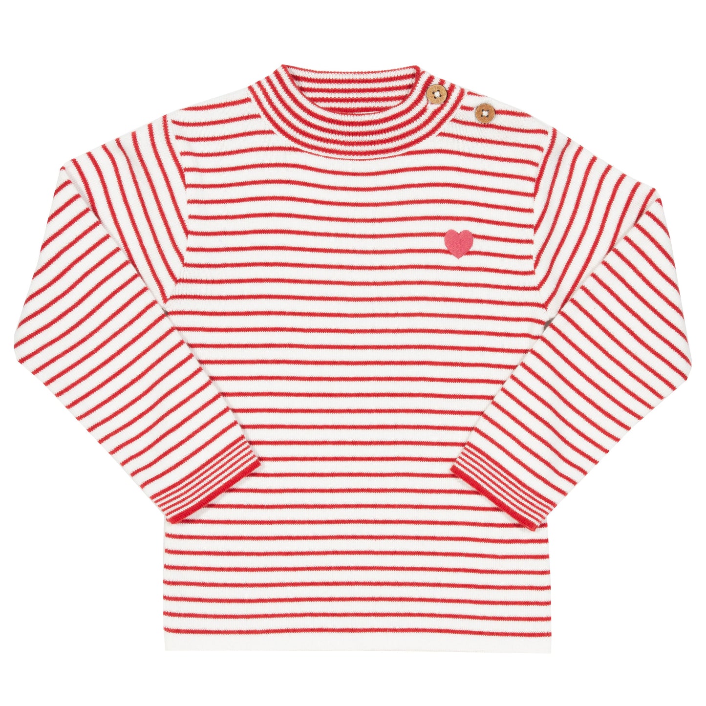 Red stripy jumper with pink heart