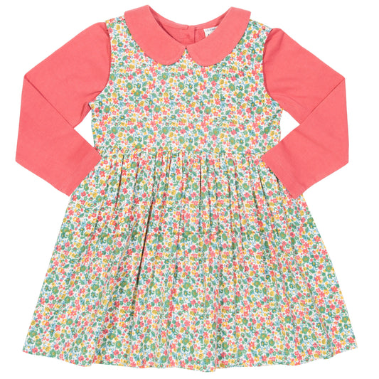 Dress and top outfit with flower print and peter pan collar