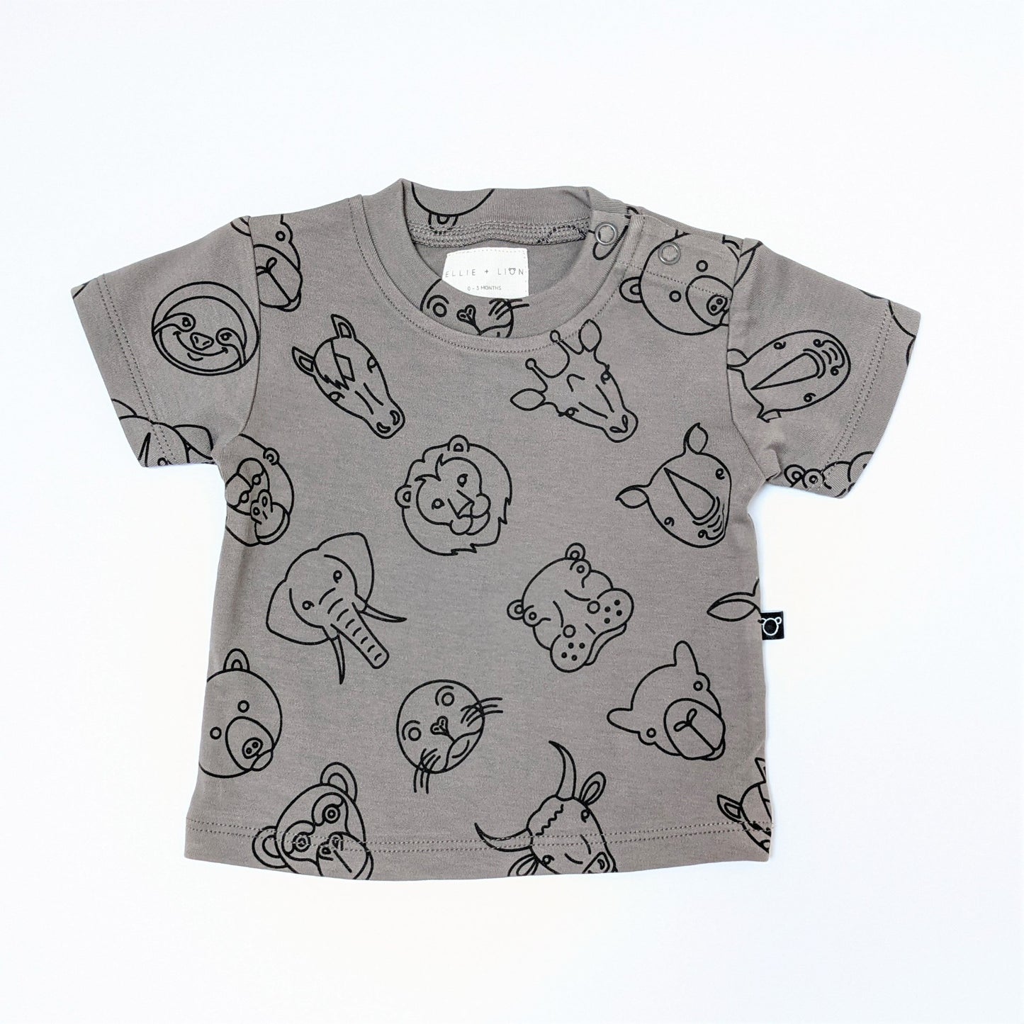Grey animal print baby t-shirt