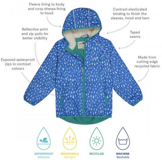 Ecosplash coat - blue raindrops