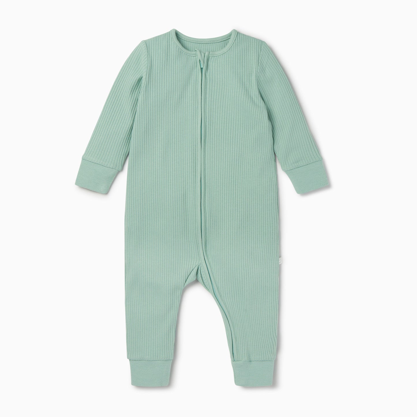 Mint ribbed zip up sleepsuit with no feet