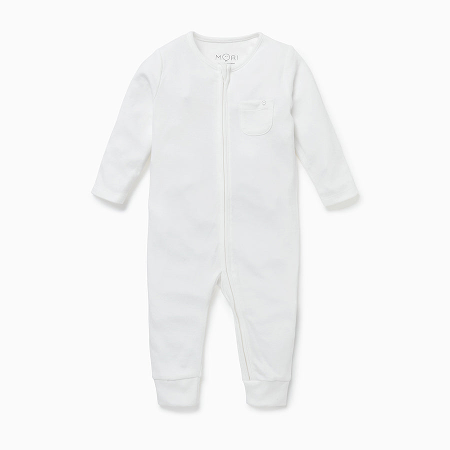 White zip up sleepsuit with no feet