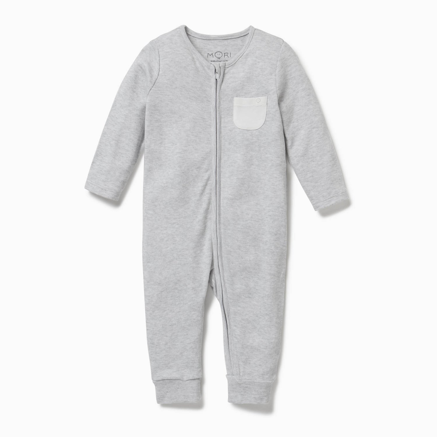 Grey zip up sleepsuit with no feet