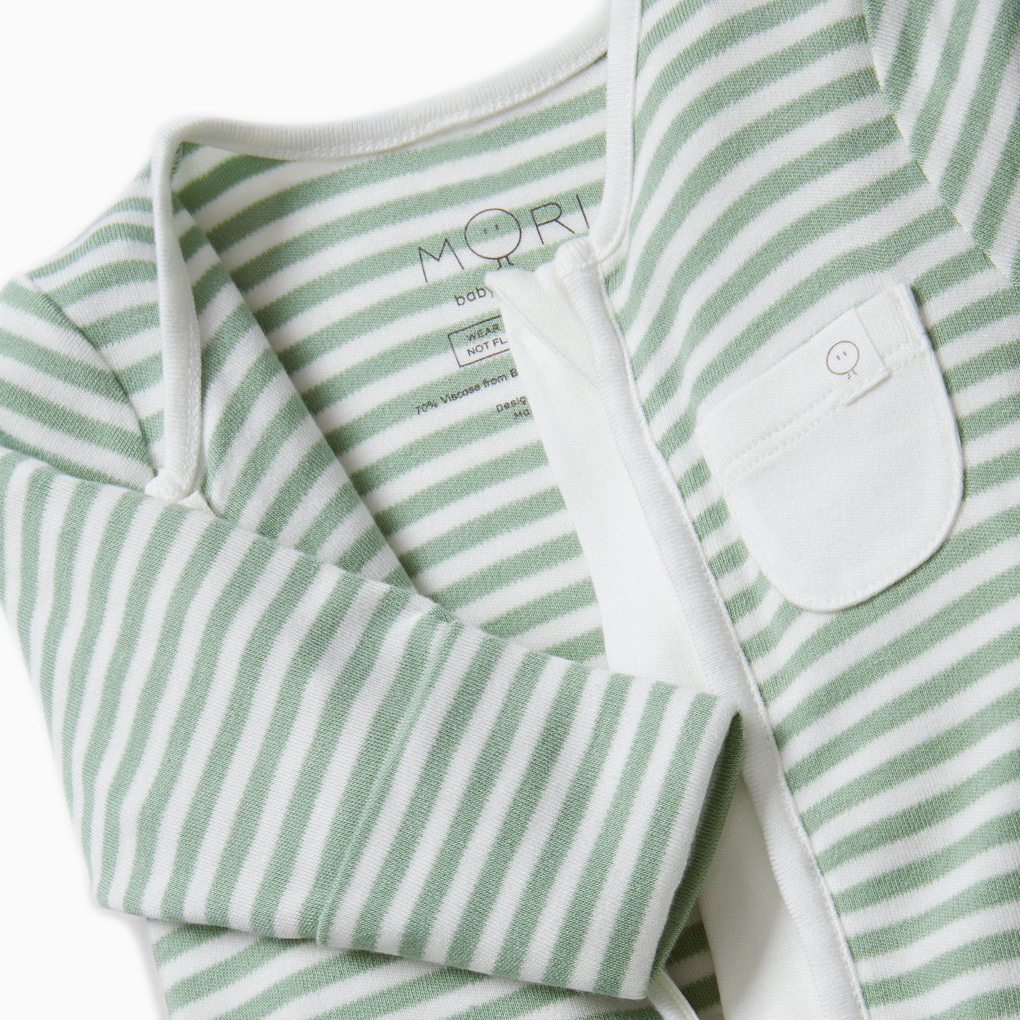 Clever zip sleepsuit - sage stripe detail