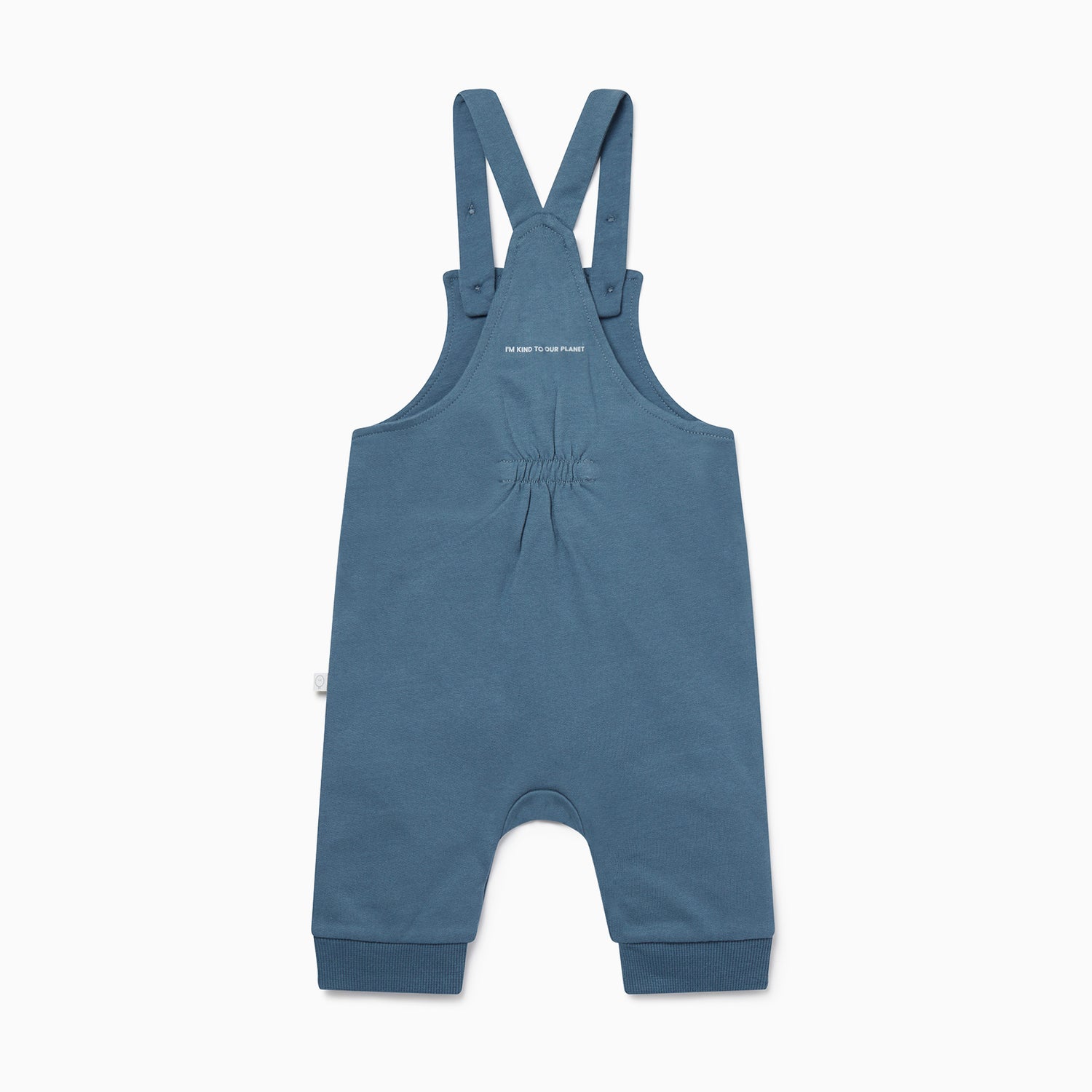 Back of teal dungarees