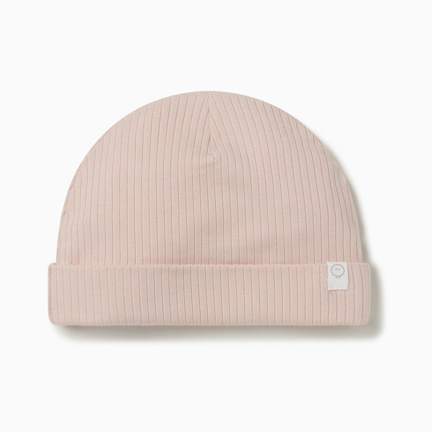 Ribbed baby beanie hat in blush