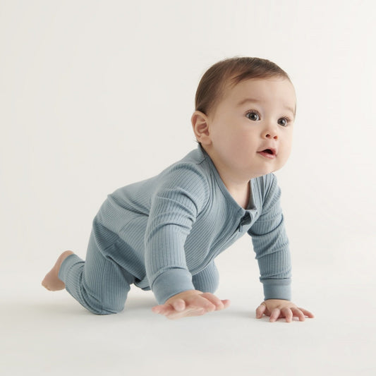Baby with rib zip sky sleepsuit